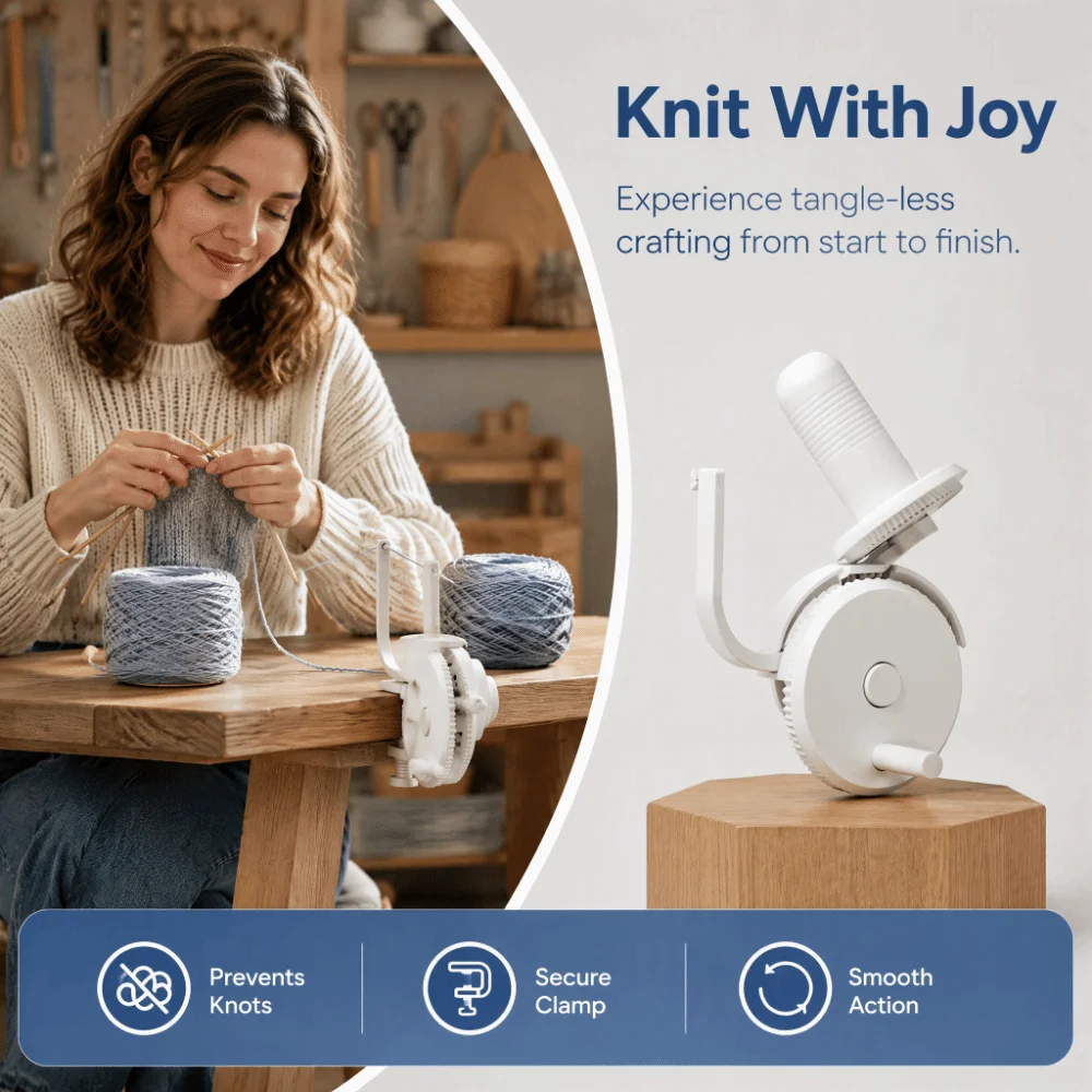 3D Print Yarn Ball Winder Easy-To-Install Efficiently Manual Wool Winding Machine Sturdy ABS Lower Noise Yarn Cake Winder