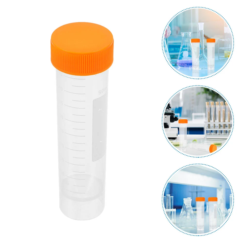 캡 튜브 포함 원심 테스트 튜브, 나사 바이알, 과학 실험, 끝이 뾰족한 바닥, 빈 병, 50 ml, 10 개