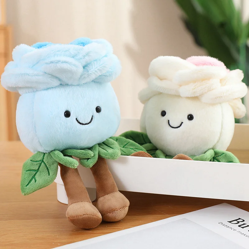 Nueva serie de plantas, juguetes de peluche de flores rosas, muñecos suaves de dibujos animados rosas, azules y blancos, decoración del hogar, bonito regalo del Día de San Valentín para bebés para niñas