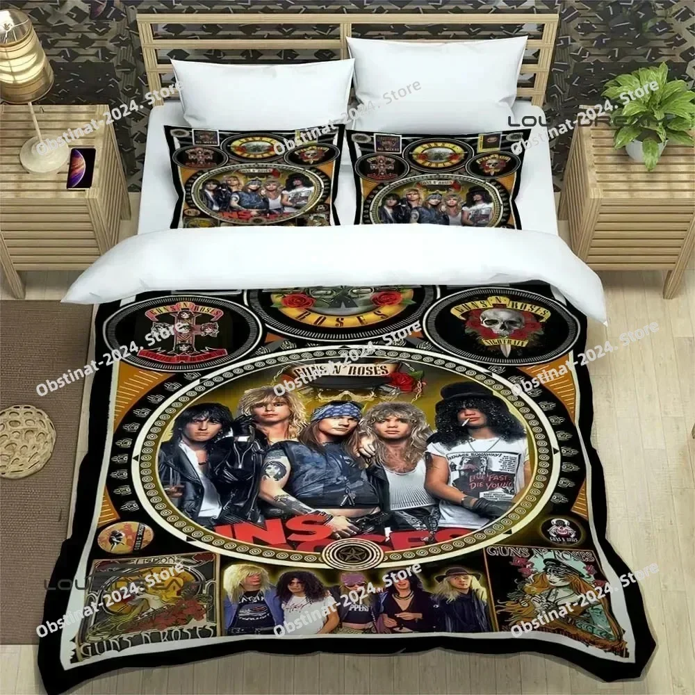 3d Guns n'roses band retro Bedding Set Printed single Comforter Quilt Bed Cover Duvet Cover Pillow Case 3 Pieces Kids Adult Size