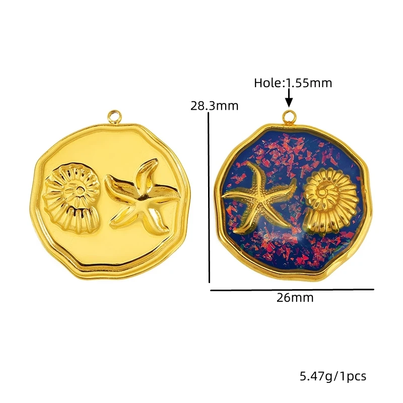 2pcs Stainless Steel Turtle Crab Conch Starfish Ocean Series Geometric Charms Pendant for DIY Necklaces Earrings Jewelry Making - view 4