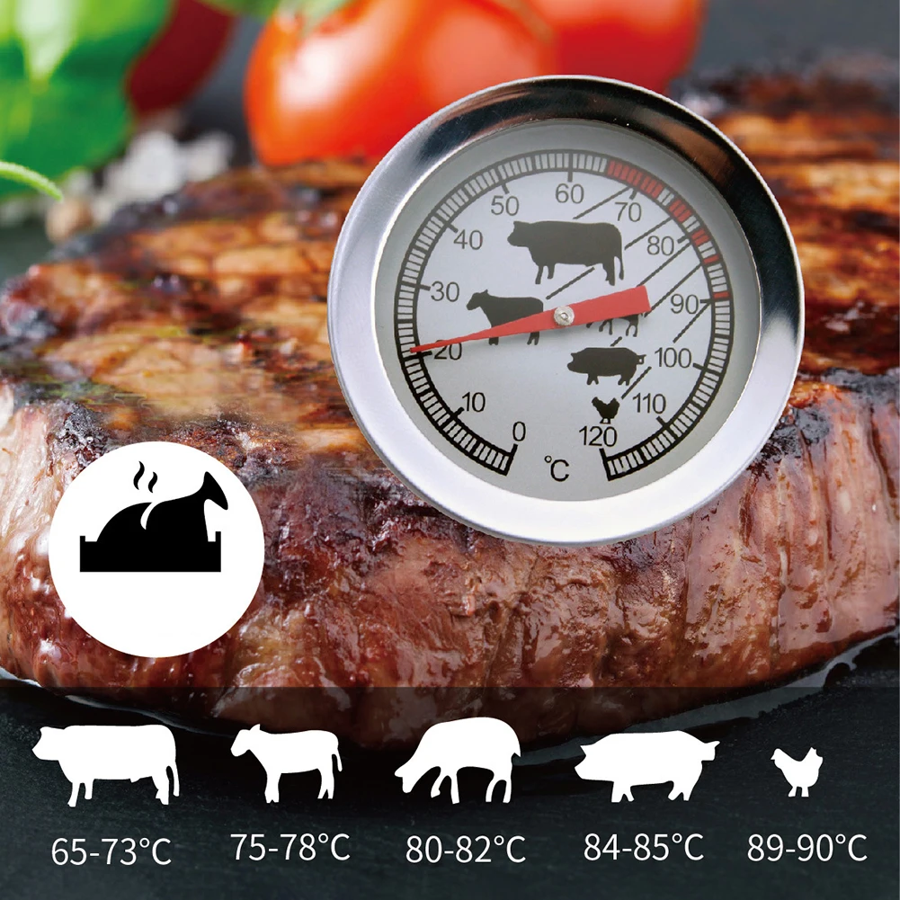 Instant Read Meat Thermometer Stainless Steel Dial Thermometer 4 Inch Probe Food Thermometer Best for Turkey BBQ Grill