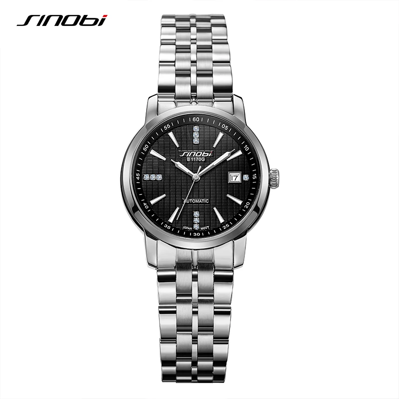 

SINOBI High Quality Women Watches Fashion Stainless Steel Ladies Mechanical Wristwatches Original Design Elegant Woman's Clock