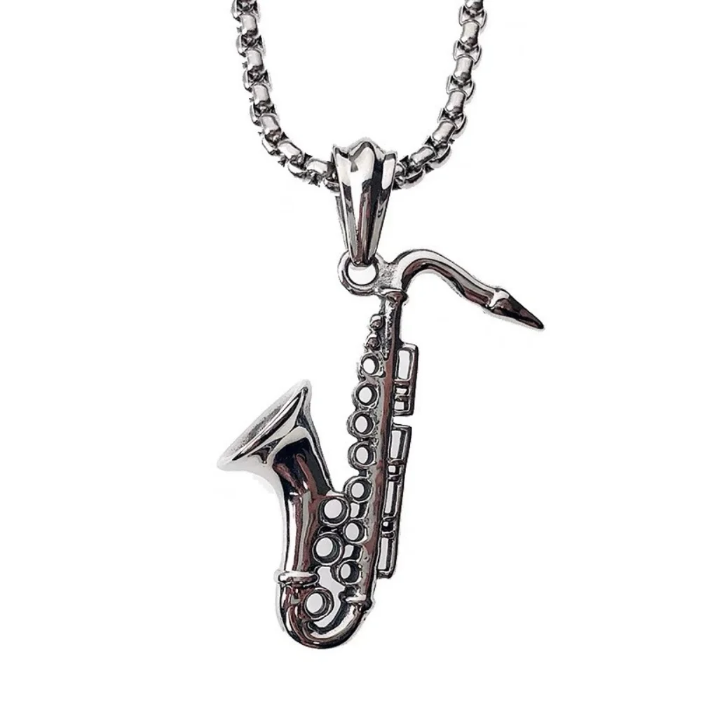 Fashion Hip-Hop Rock Instrument Saxophone Pendant Necklace Personalized Creative niche Accessories