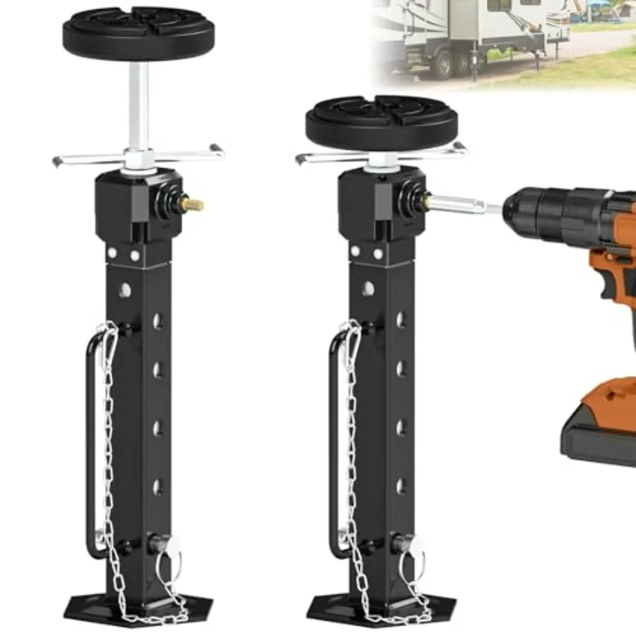 Adjustable Camper Slide Out Support Jacks 13.8-26.8 in 2 PCS RV Trailer Stabilizer Jacks with Rubber Pad for RV Patio Aluminum