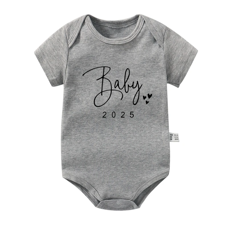 Baby 2025 Pregnancy Announcement Newborn Baby Bodysuits Cotton Summer Boys Girls Romper Infant Jumpsuit Clothes Outfits