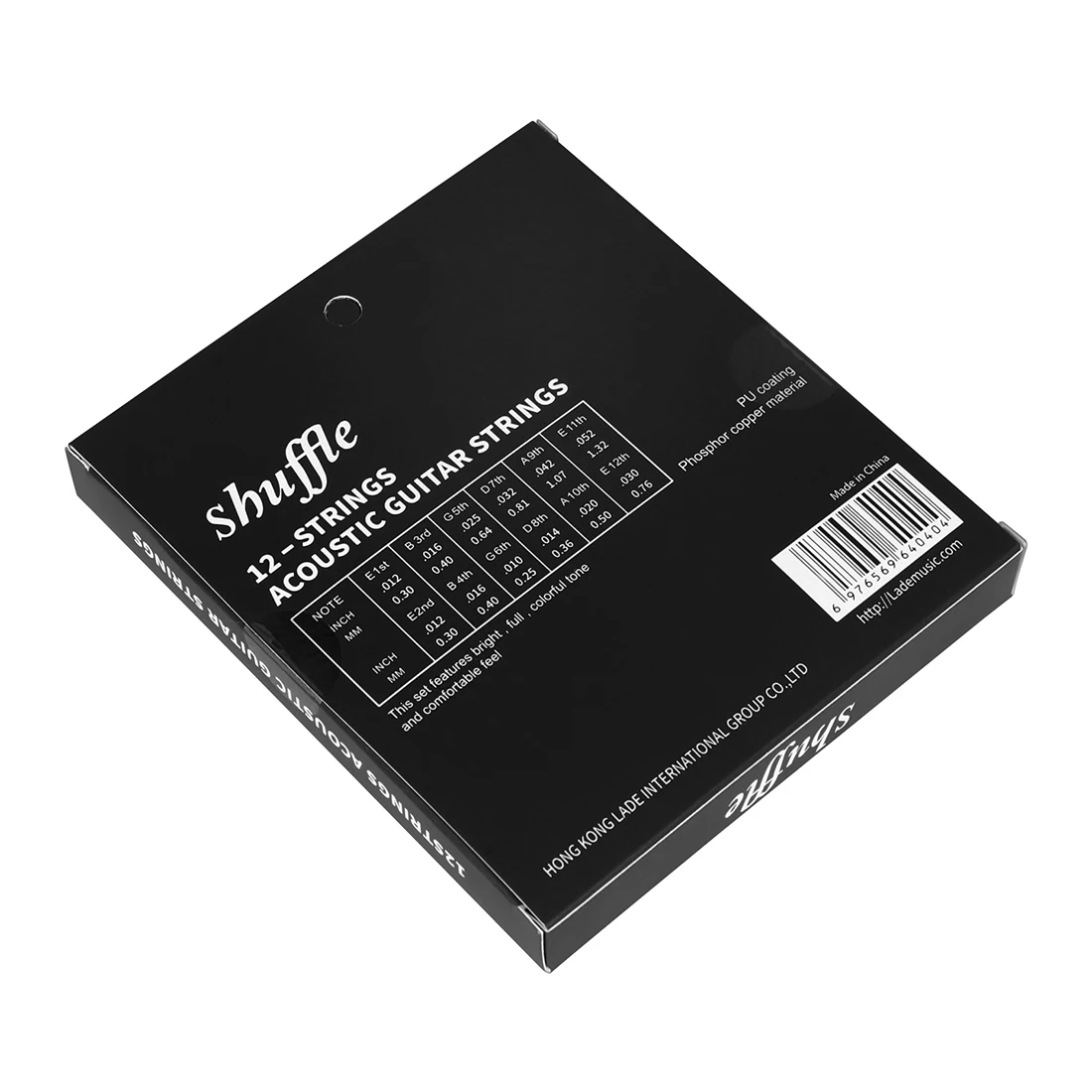 Shuffle S12 12-String Acoustic Guitar Strings in Phosphor Bronze with PU Coating Individual Packaging Folk Guitar Accessories