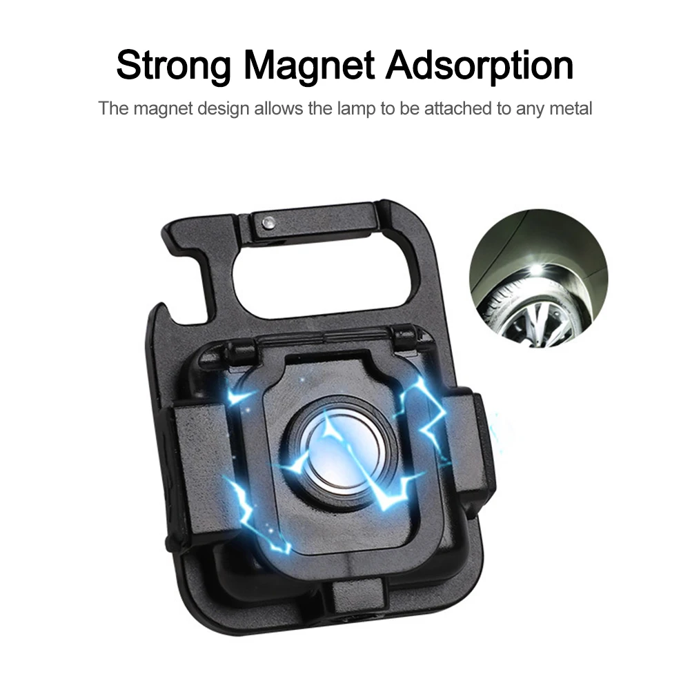 1/4Pcs 800lm Super Bright Keychain Light LED Mini Lamp USB Rechargeable Car Maintenance Magnetic Work Lights Emergency Light