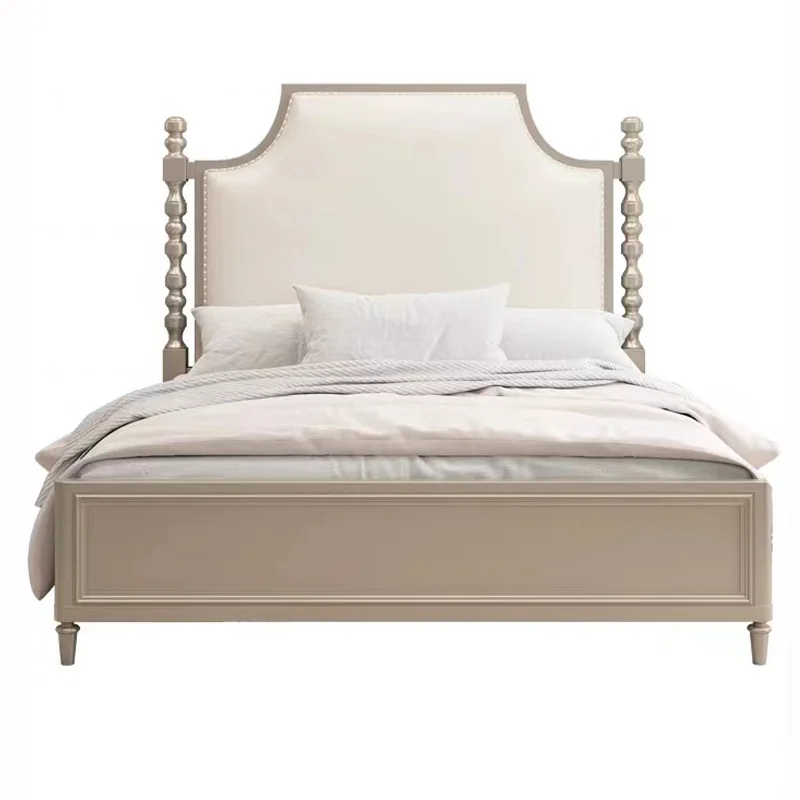 American style, solid wood bed, soft rest, double bed, bedroom, high box, storage