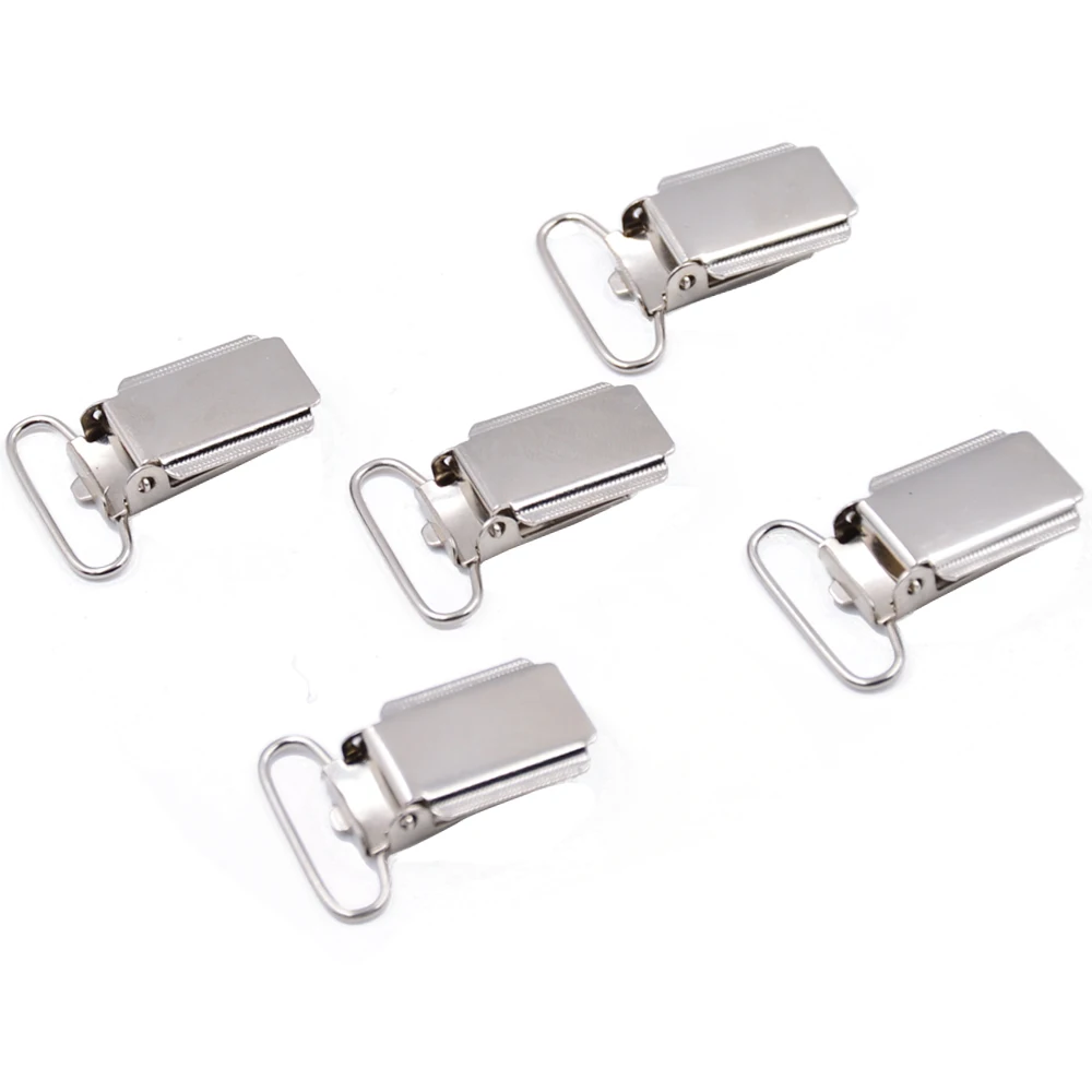 5pcs/lot DIY Suspender Clip Silver Metal Pacifier Clips Unisex Kid Adult Common Clip 25mm Strong smooth