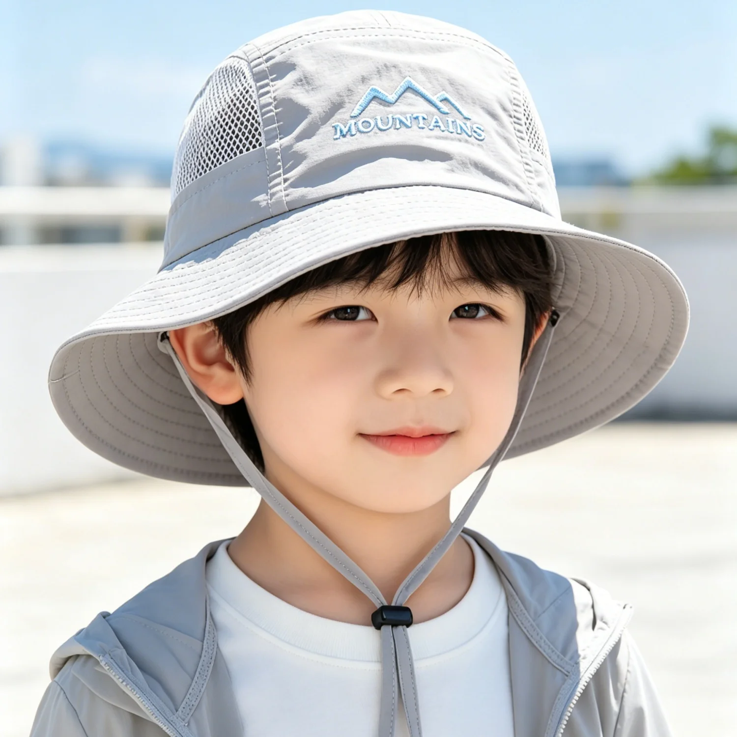 親子用速乾サマーバケットハット-無地-通気性メッシュ-サンビーチハット-子供-男の子-女の子-パパ-ママ用-調節可能