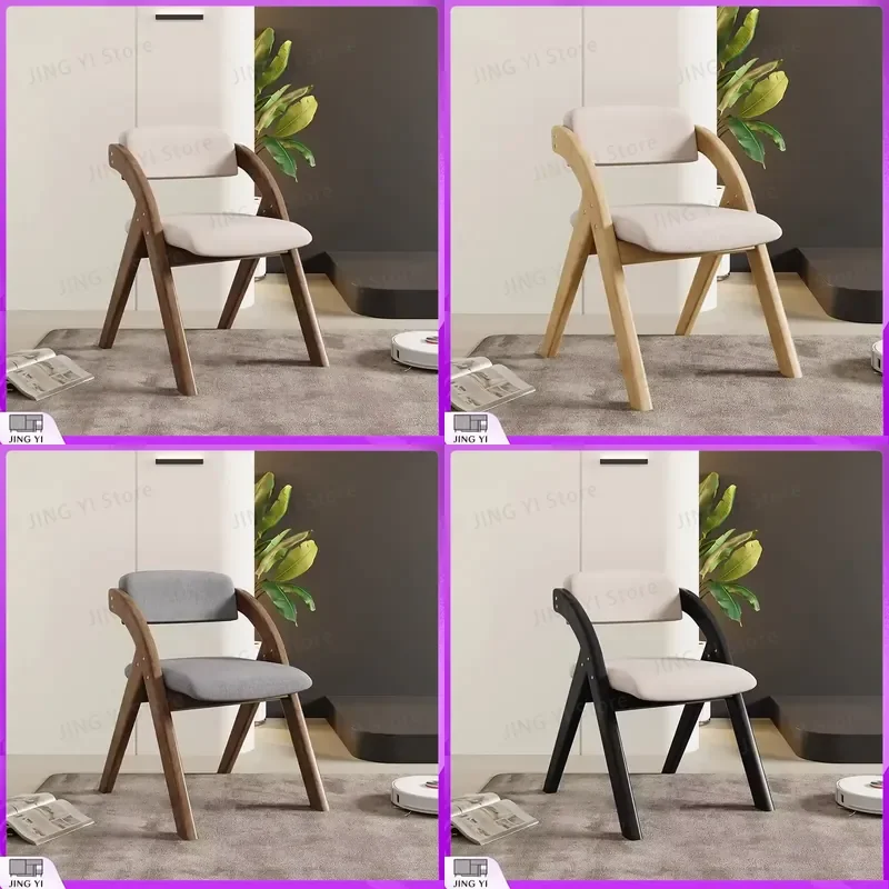 Stackable Adjustable Folding Restaurant Chair Breathable Mesh Back Solid Wood Legs Fabric Cushioned Seat Portable Dining
