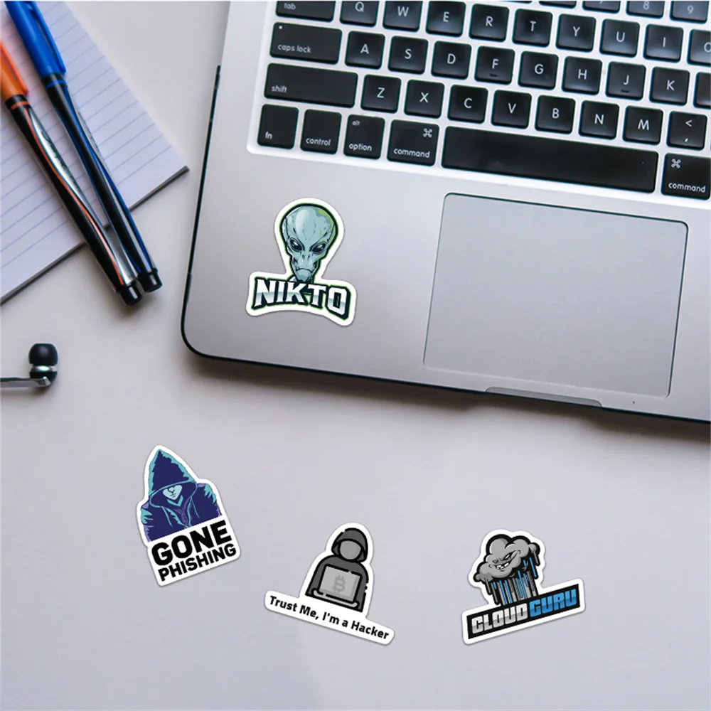 50pcs Gone Phishing Program Coding Hacker Sticker For Guitar Stationery Computer Phone Scrapbooking Supplies Stickers Vintage