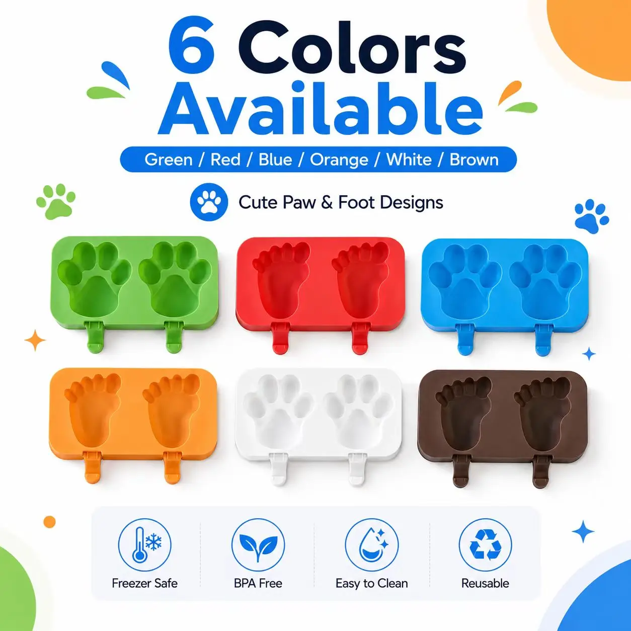 DIY Paw Shape Ice Cream Silicone Mold Handmade Cute Foot-shaped Popsicle Mold Kitchen Utensils
