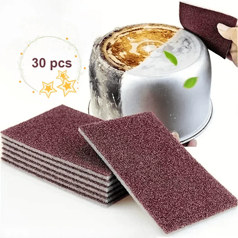 30PCS Pot Bottom Cleaning Sponge, Rust Removal Scouring Pad, Dishwashing Sponge Block, Kitchen Cleaning Tool