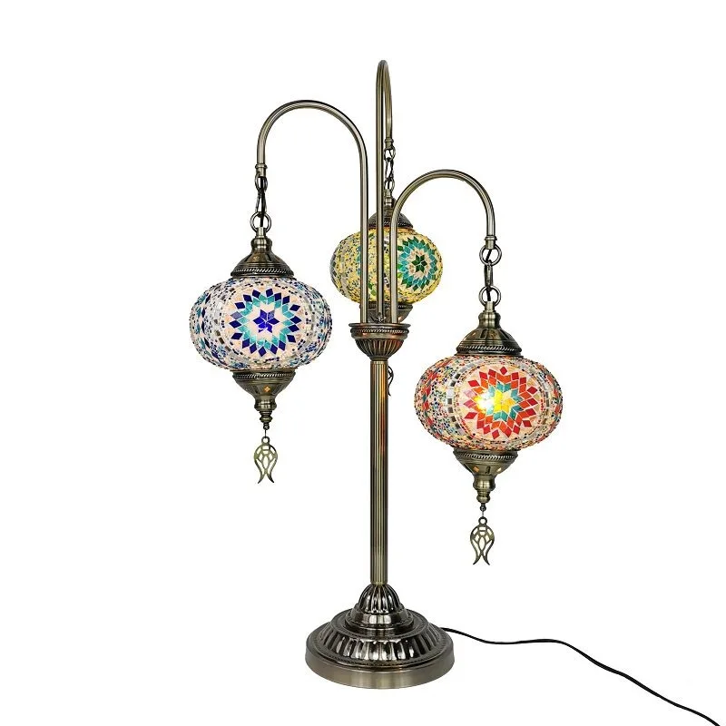 

Classic three-headed retro exotic handmade restaurant, café, hotel, B&B, bar, floor lamp