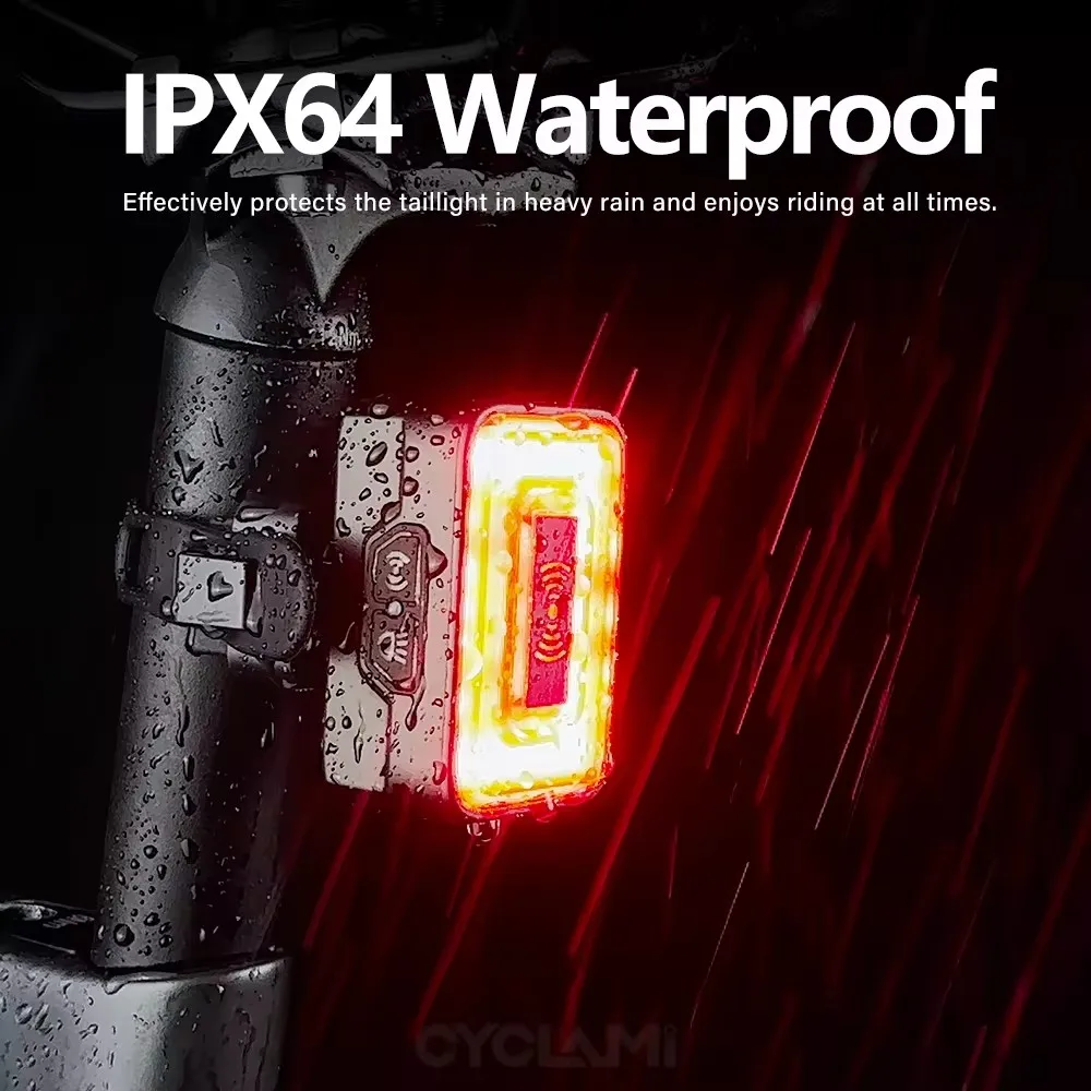 CYCLAMI Smart Radar Tail Light Bicycle Brake Sensing Lamp IPx6 Waterproof LED Charging New Cycling Taillight