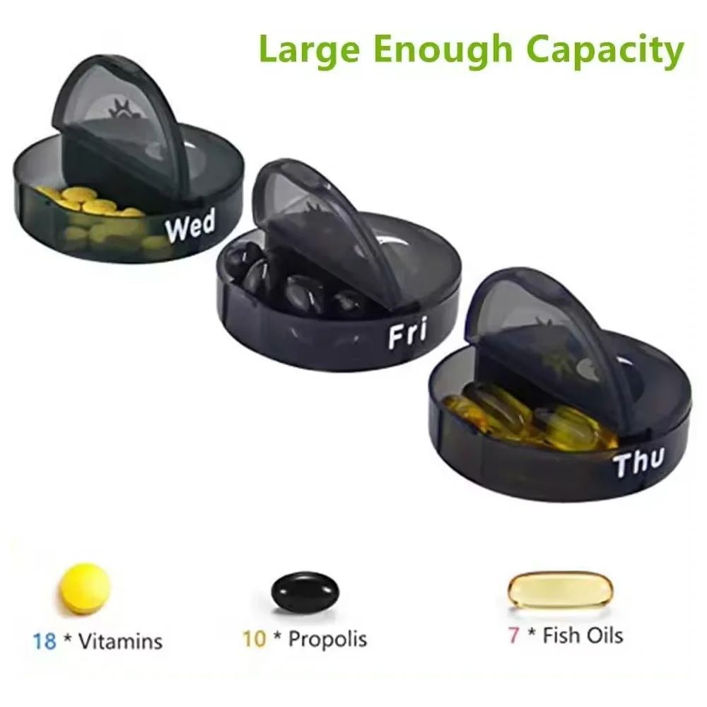 Weekly Pill Organizer Case Portable Travel Pill Box 7 Days Large Compartments for Vitamins Medicine Eating At Time First Aid Kit