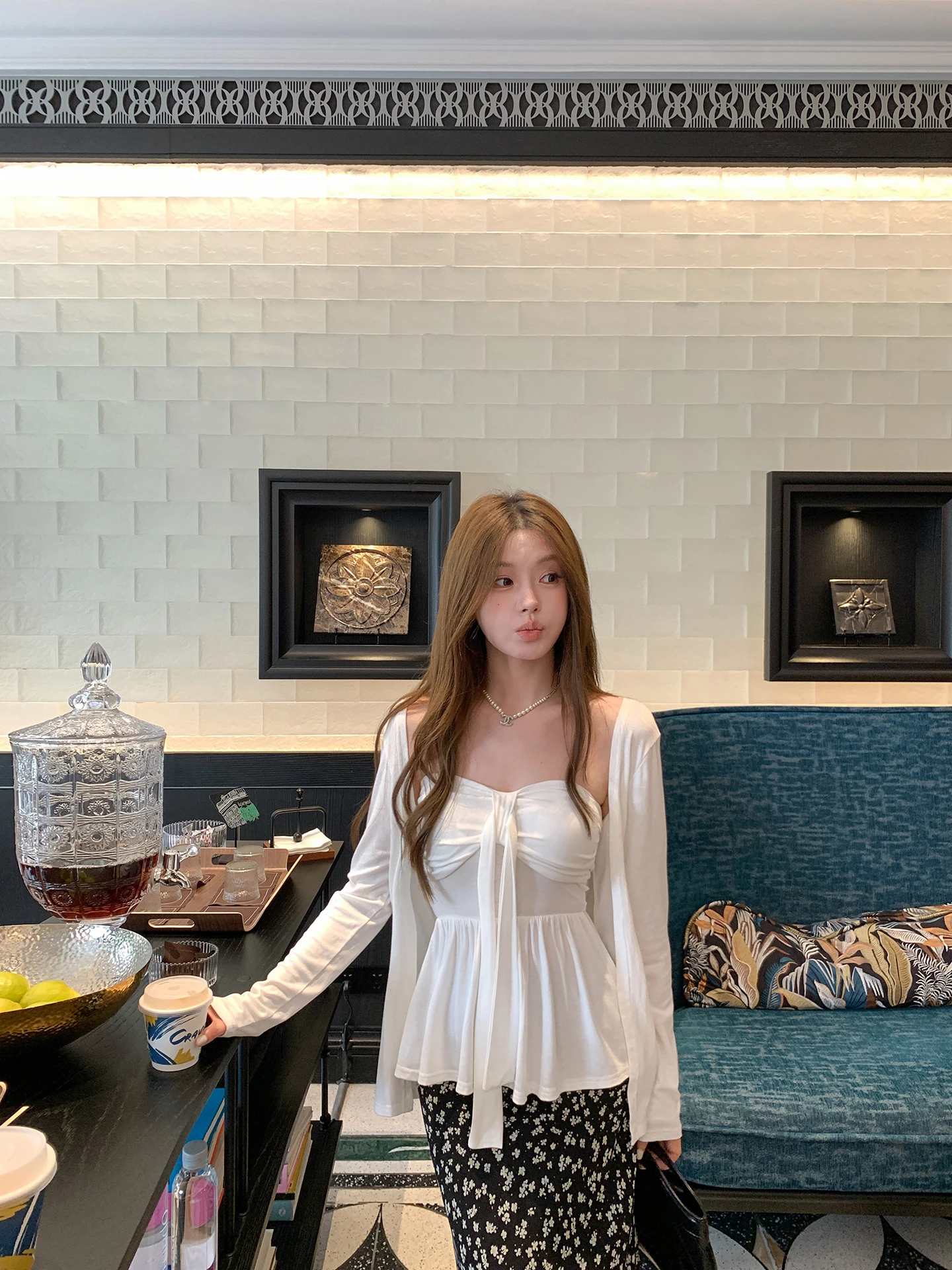 

Anneop Pure Desire Sle Long Sve Cry Mist Two-Piece Set Inner Wear Tank Top Outer Cardigan for Women Spring Summer