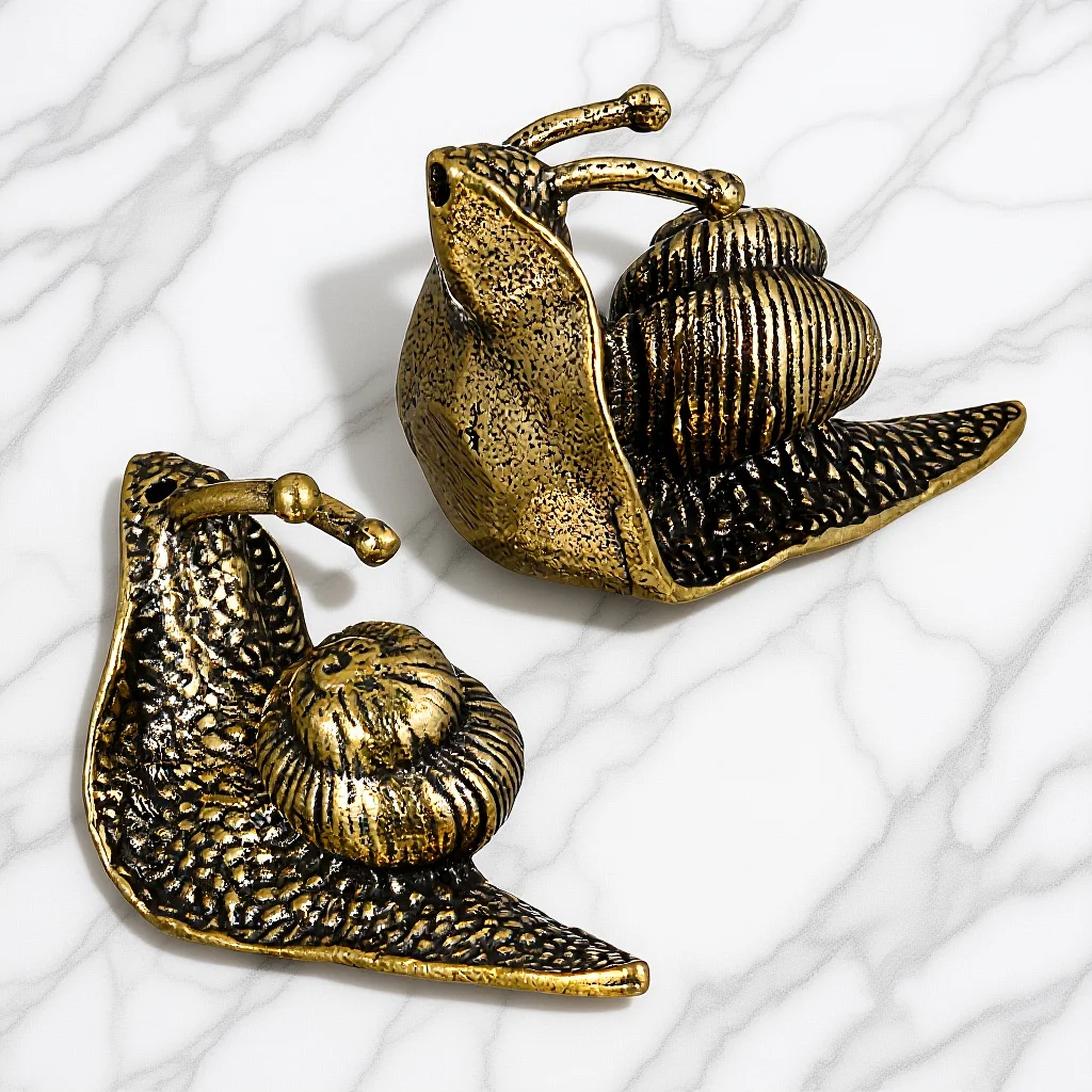 

2Pcs Small Snail Pendant Retro Brass Decor DIY Hanging Ornament for Backpack Handbag Keyholder Creative Craft Accessory Gift