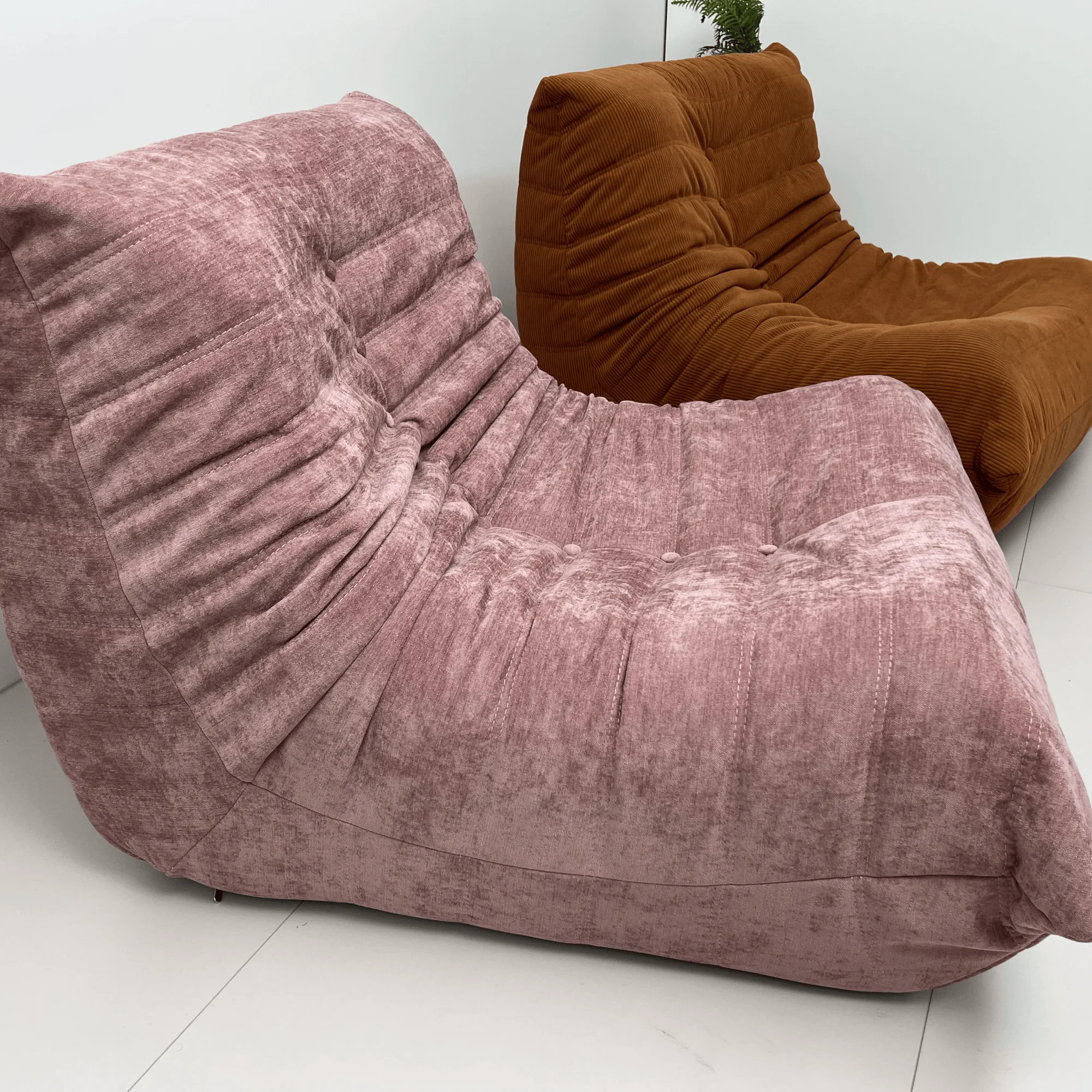 

Modern Nordic Settee Corner Living Room Floor Lazy Sofa Pink Air Vacuum Compressed Single Sofa Chair in Box