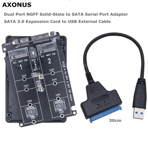 Dual Port NGFF Solid-State to SATA Serial Port Adapter Board 2 * M.2 to SATA 3.0 Expansion Card to USB External Cable