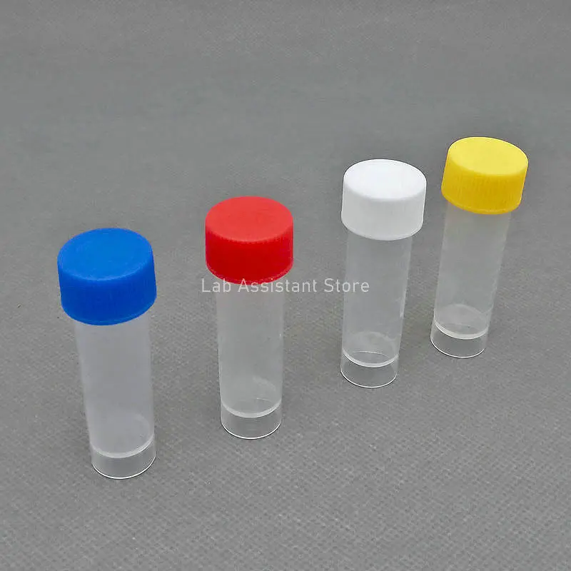 200pcs/lot 5ml Plastic Freeze Pipe Freezing Tube with Silicone Gasket,Cryovial with color cap Shool Lab Experiment Supplies