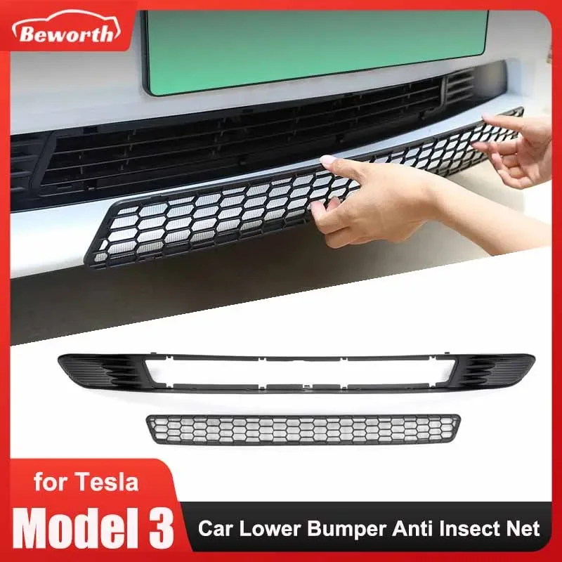 

For Tesla Model 3 2023 Front Grill Lower Bumper Insect Net Anti Dust Garbage Proof Inner Cover Grill Panel Model3 Accessories