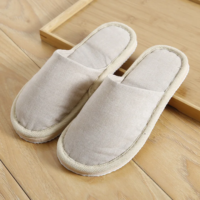 New Home Linen Slippers Men Women Couples Soft Thick Bottom Indoor House Anti-Slip Breathable Hemp Slides Guest Use