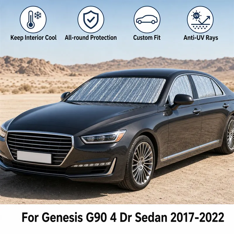 

For Genesis G90 4 Dr Sedan 2017-2022 Full Set Car Window Sunshades UV Block Privacy Heat Insulated Foldable Car Curtain