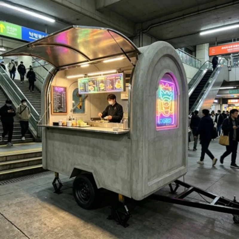 CE Certified Street Food Trailer Towable With Sink And Storage For Vendor Commercial Use
