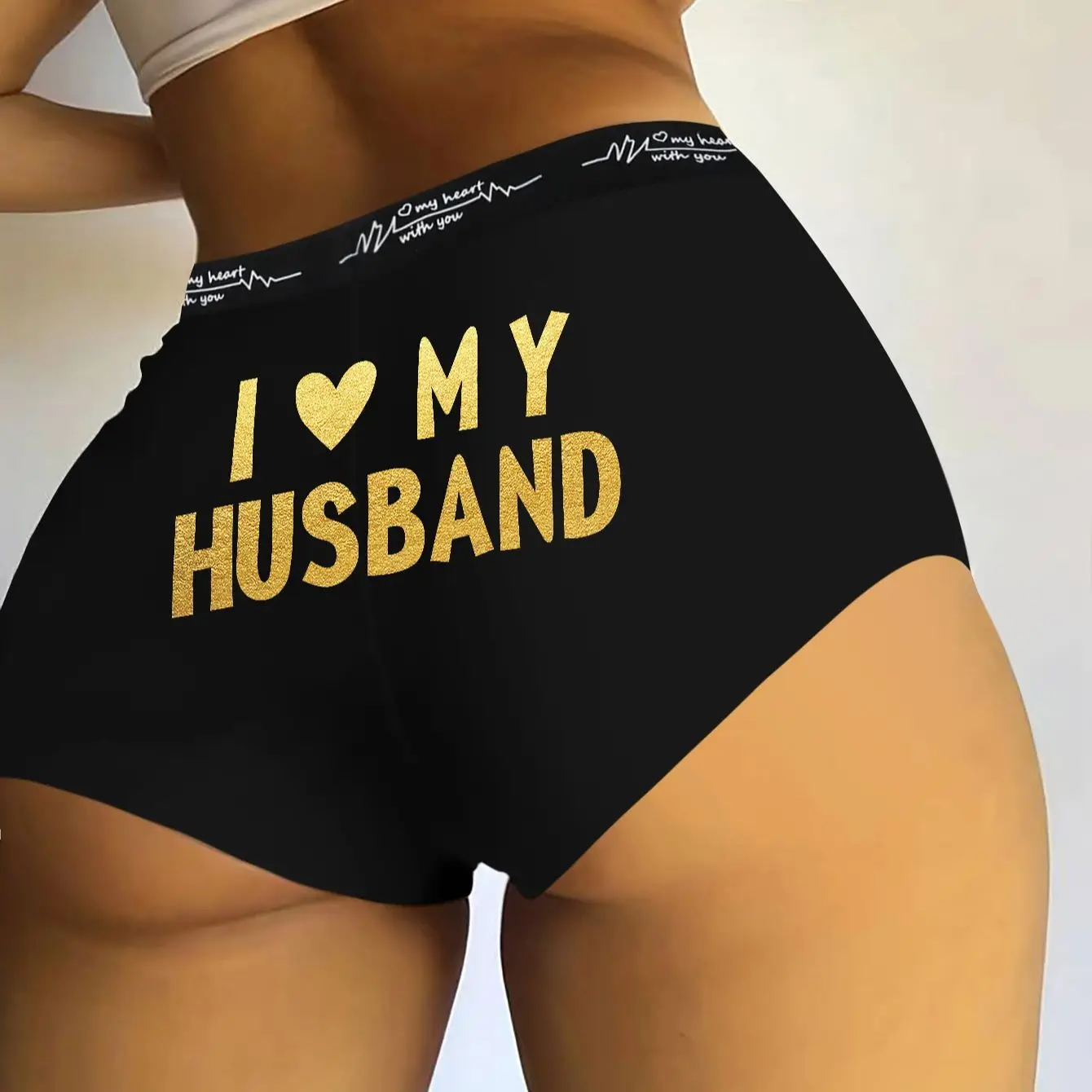 Varsbaby Cheeky Boyshort with I Love My Husband Prints Underpant Big Size Panties Women Playful Underwear Boxer Shorts