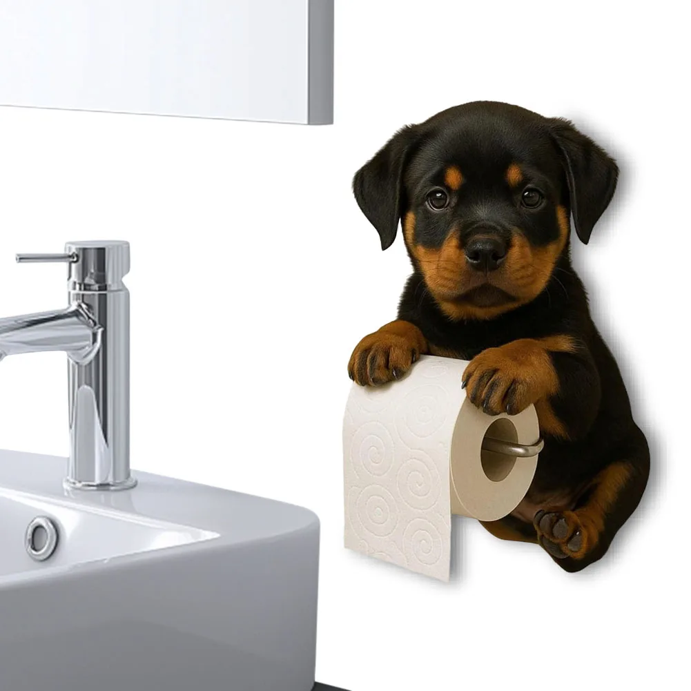 Porte-rouleau de papier toilette mural, porte-serviettes en papier imprimé en 3D, support décoratif en forme de chien pour cuisine et salle de bains