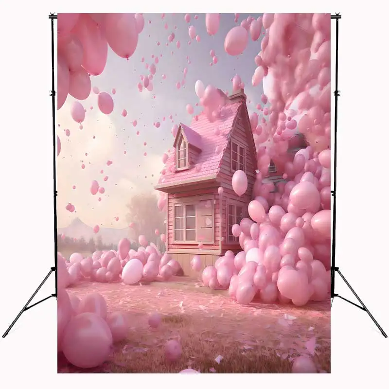 Romatic Balloons Party Backdrops For Cake Smash Photography Photographic Pink Backgrounds For Photos Studio Shoots