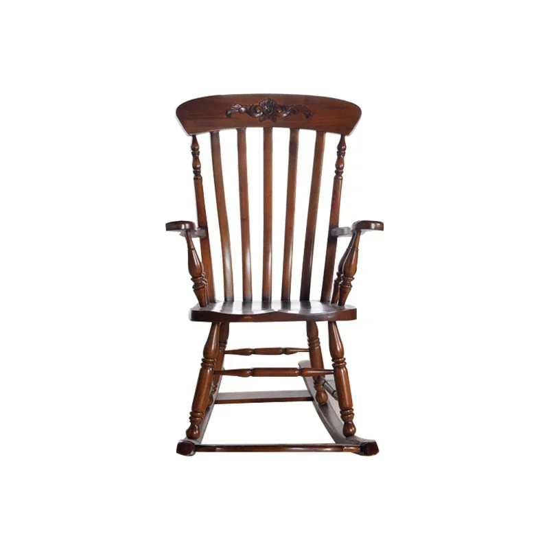 

Vintage solid wood recliner balcony casual rocking chair