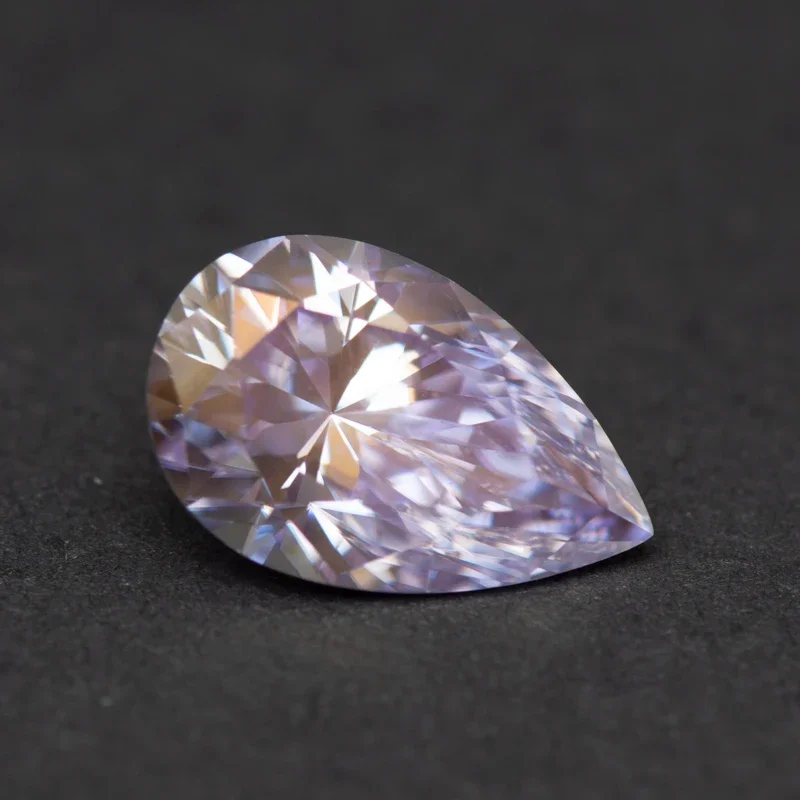 Moissanite Stone Pear Cut Light Purple Color  Charms Gemstone Advanced Shiny Jewelry Rings Earrings Making with Certificate