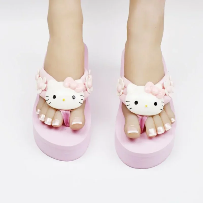 Sanrio My Melody pantofole Y2k Kawaii Cartoon sandali moda piattaforma scarpe donna zeppa infradito tacchi alti pantofole donna