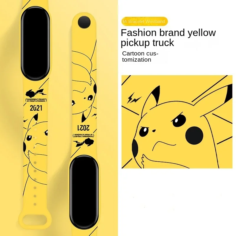 Pokemon Pikachu Strap for Xiaomi MI Band 7 6 5 4 3 Replacement Strap Cartoon Anime Smart Watch Silicone Wristband Bracelet Gift