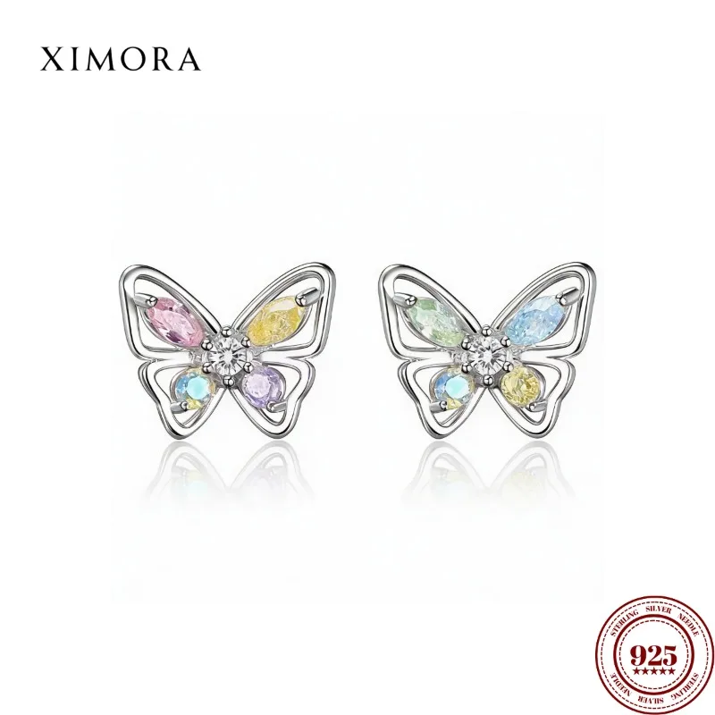 

Sterling Silver Butterfly Stud Earring for Women Luxury-inspired Multicolored Zirconia Earrings Niche Handcrafted Silver Jewelry