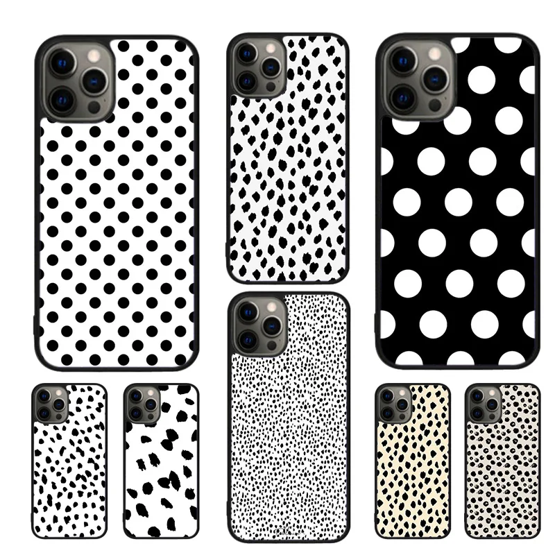 Black And White Polka Dot Mobile Phone Cases Cover For iPhone 16 15 14 12 13 mini 11 Pro MAX apple 6 7 8 Plus SE2020 Coque