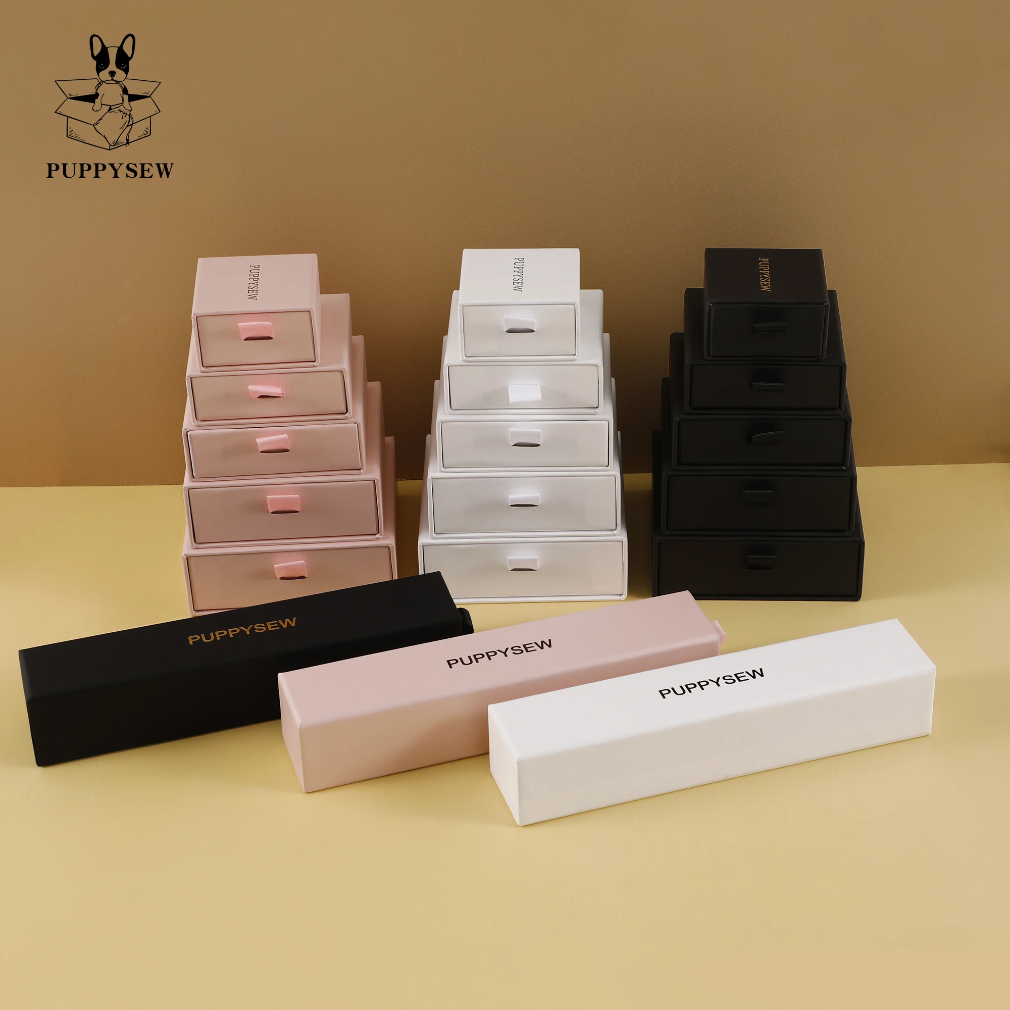 50-500pcs Custom Logo High-end Jewelry Packaging Box Drawer Box Bracelet Pendant Ring Box Small Jewelry Box With Logo Wholesale