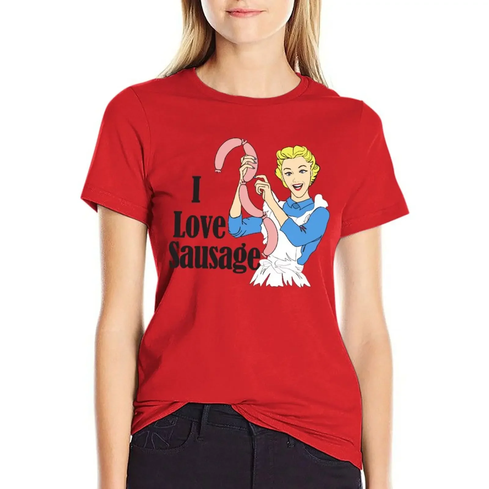 I love sausage T-shirt graphics plus size tops western t-shirt dress for Women