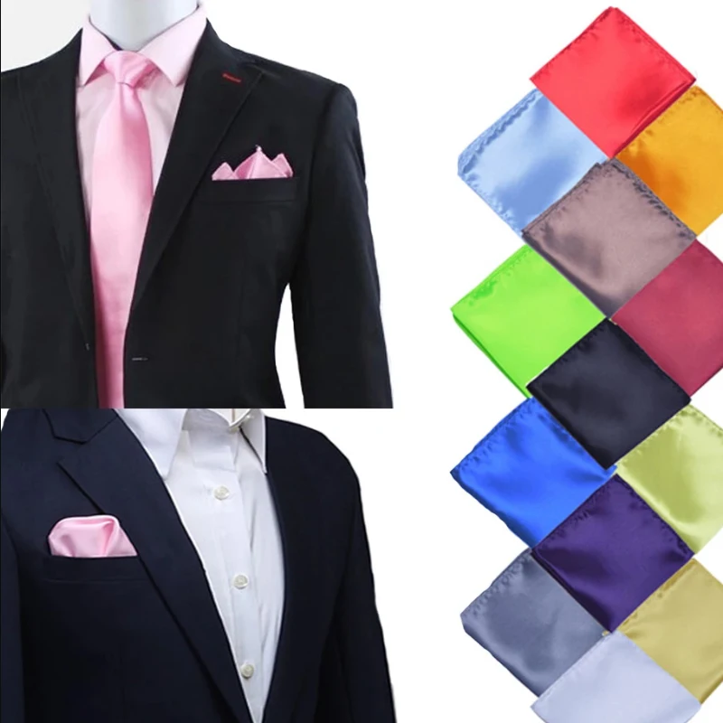 Luxury Men Square Handkerchief Solid Color Hankies Silk Hanky Business Suit Pocket Towel Wedding Banquet Party Gift Accessories