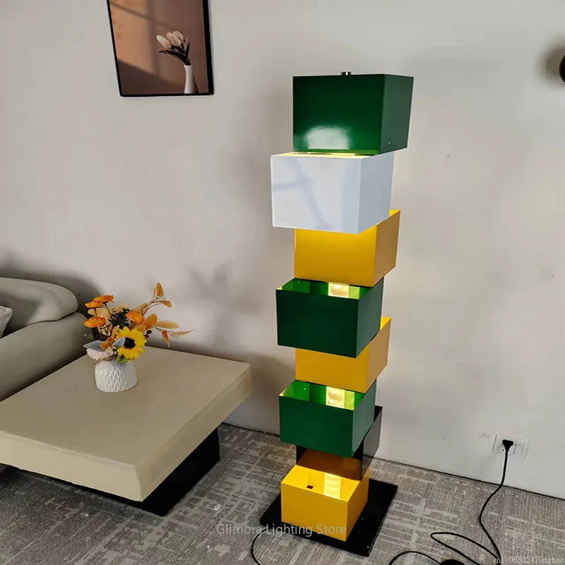 Minimalist Art Cube Floor Lamp with Full Spectrum Eye-Care,Designer Living Room&Colorful Bedroom Ambient Light with Premium Feel