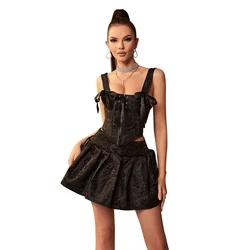 Women Party Clubwear Costume Corset Dress S-6XL Masquerade Side Zip Overbust Bustier Skirt Set