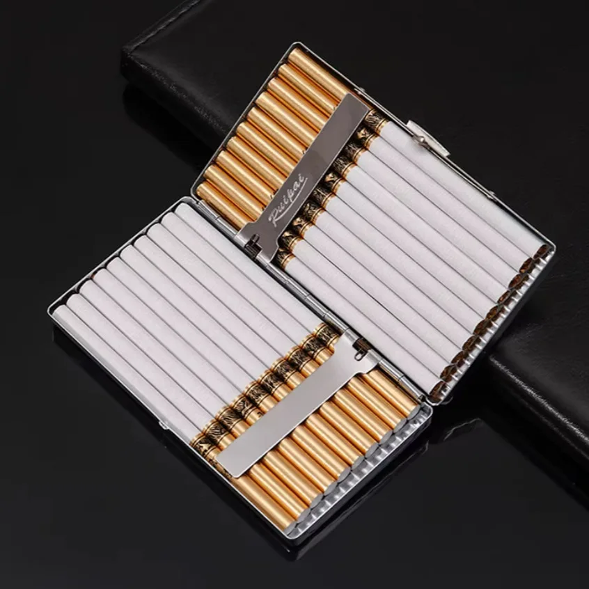 cigarette card storage Metal Cigarette Case Slim 20 Capacity Card Slot Design Secure Storage  Anti-Shaking Portable Outdoor Storage Box