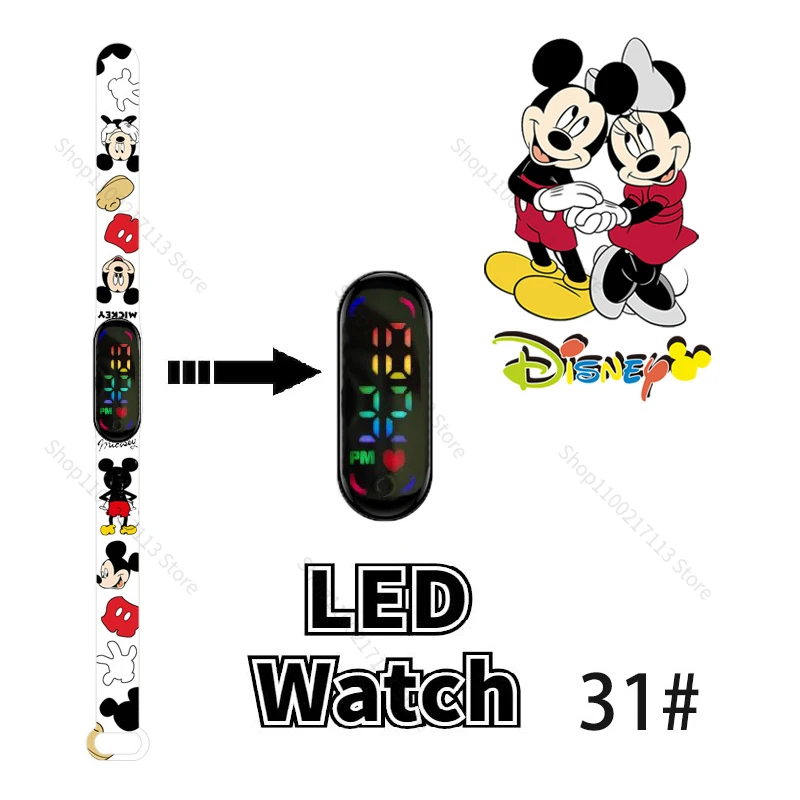 Disney Mickey Mouse Children's Watch Cartoon Character Mickey Minnie Donald Duck LED Waterproof Sports Bracelet kids Watch gifts