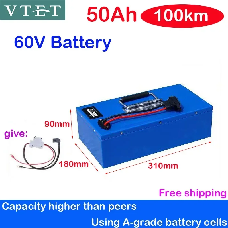 New Electric Lithium Battery Pack 72V60V48V 50AH Super Capacity 100km Motorcycle Tricycle Bicycle Ningde Era Recargables DIY