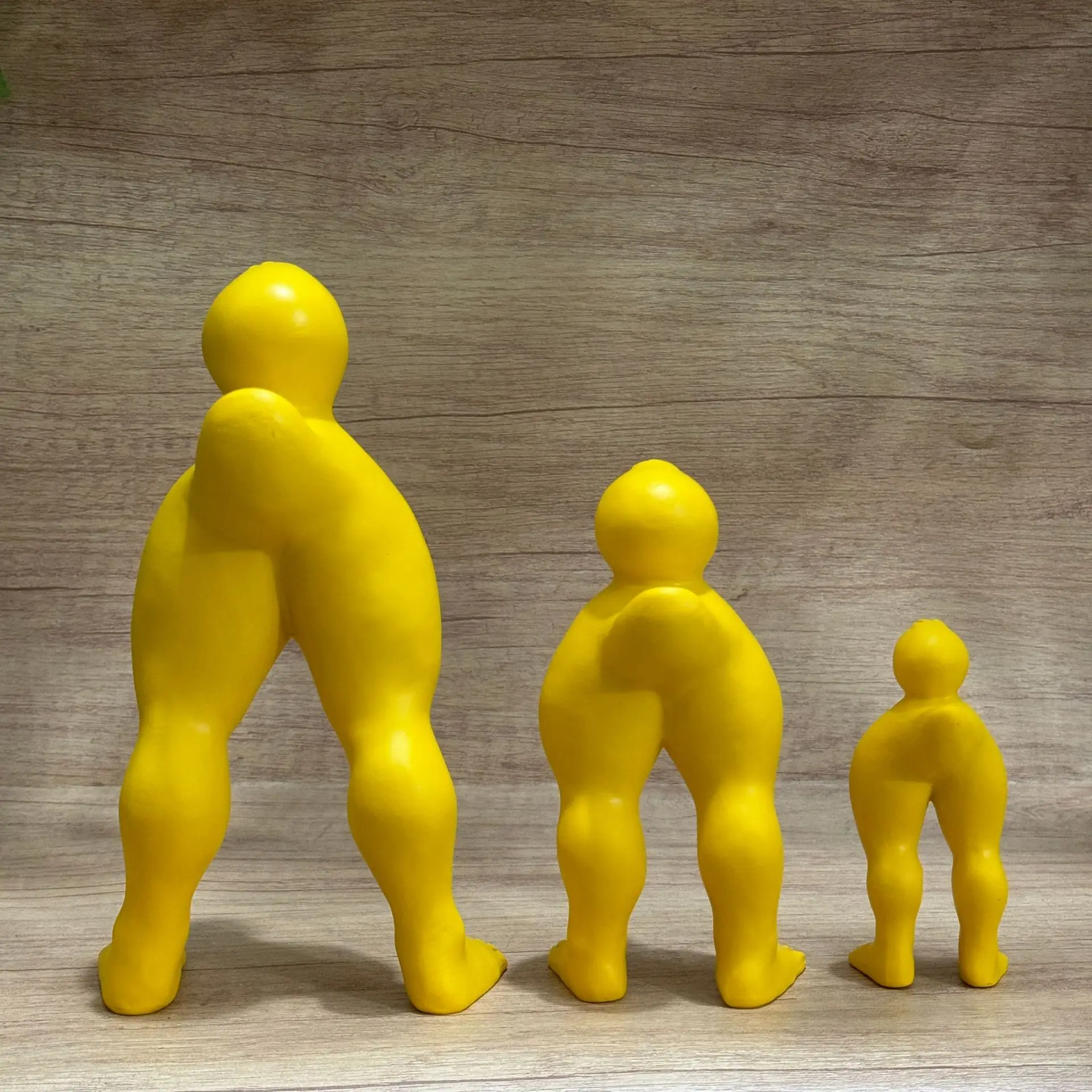 1PC S Size Muscle Leg Yellow Duck Ornament Funny Standing Duck Creative Home Car Interior Decoration Perfect Gift