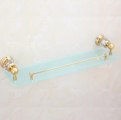 Luxury Golden /Chrome/Rose Gold Crystal Glass Decoration Bathroom Shelf Cosmetics Rack Storage Holder Sanitary Accessories